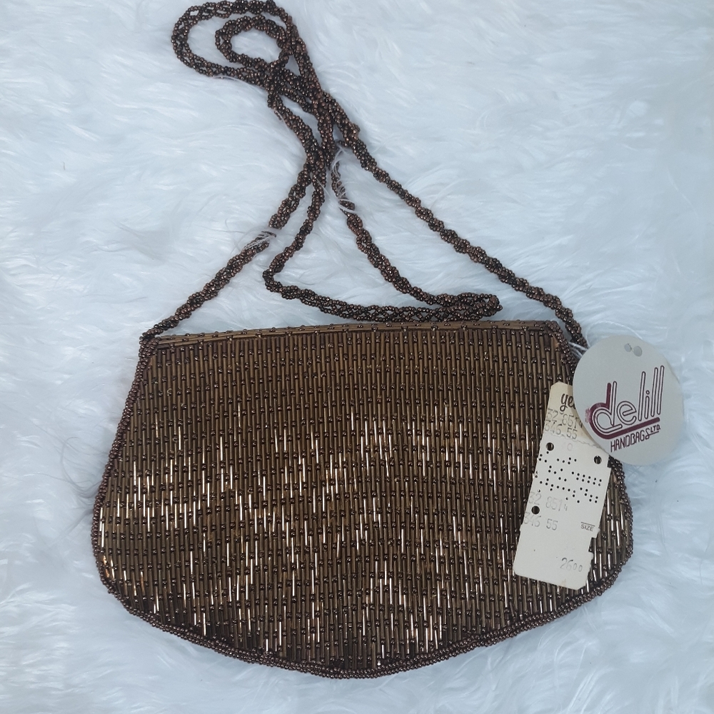RARE Delill vtg copper beaded evening bag *P3 NWT - Picture 5 of 8